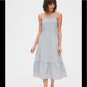 NWT Gap Apron Midi Dress Blue White Stripe 10 Tall